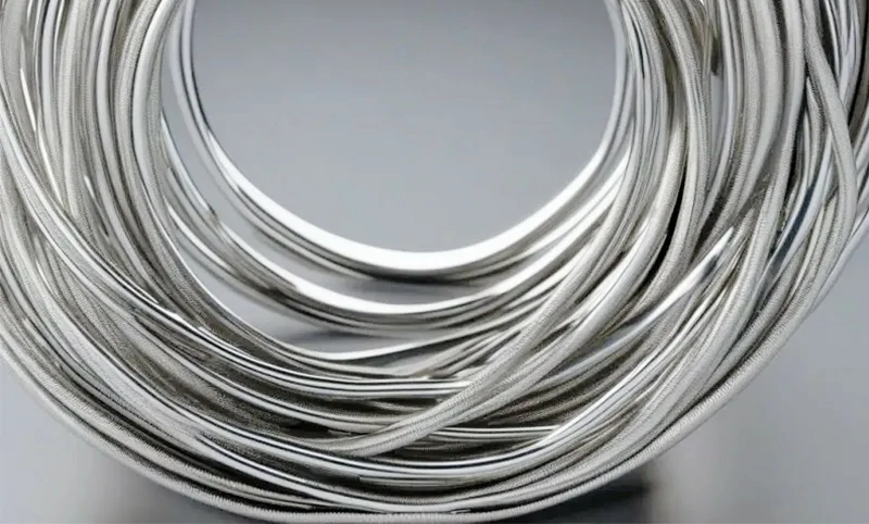 Close-up of coiled platinized titanium anode wire showing flexible wire-form structure