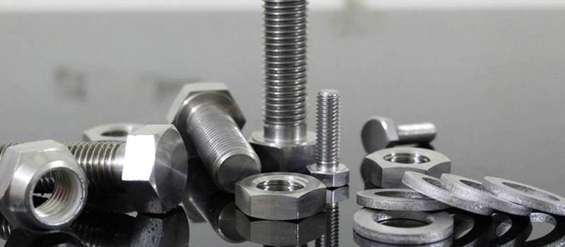 Assorted titanium bolts, nuts, studs and washers for industrial fastener applications