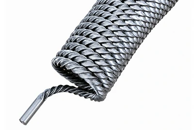 Titanium spiral grooved coil