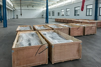 Titanium anodes packed in wooden crates