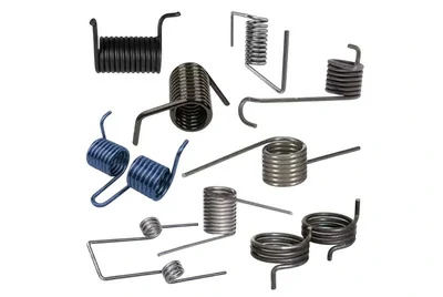 Titanium torsion spring with custom leg geometry and rotation angle