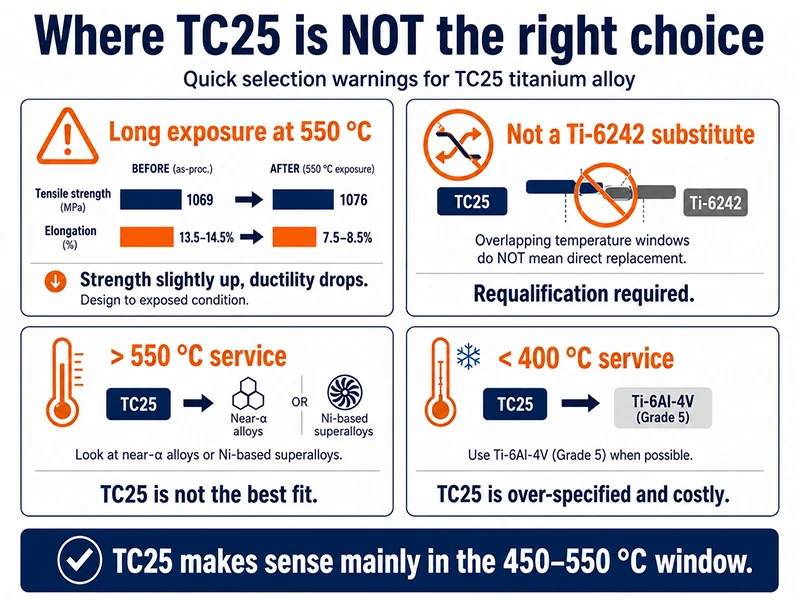 TC25 suitability limits by temperature and application