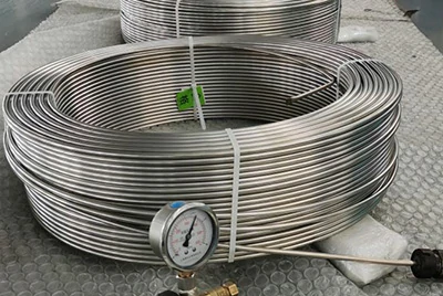 internally grooved titanium tube end view